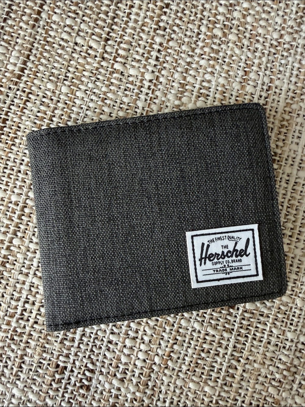 Herschel Supply Company Dark Gray Canvas Bifold Wallet with Logo Patch